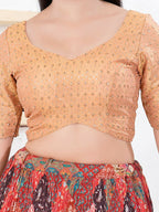 Joban Fashion Rose-Gold Tissue Elbow Sleeveless Back Open Blouse