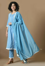 Joban Fashion L.Blue Cotton Kurta Set