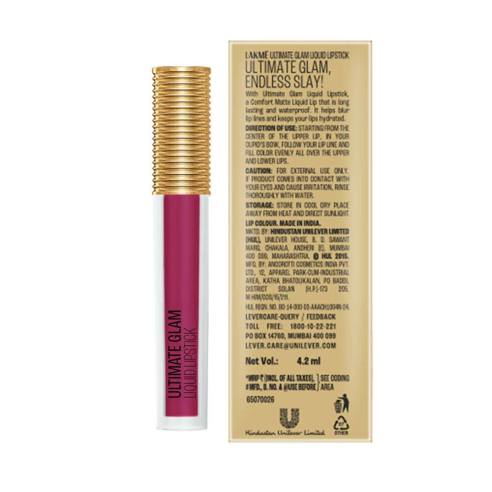 Lakme Ultimate Glam Matte Liquid Lipstick - Pink Glam