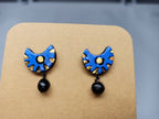 Terracotta Crescent Shaped Ear Studs With Drops