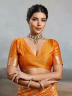 Shree Shyam Fashion Orange Silk Blend Saree - Distacart