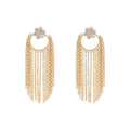 Nuyug 22K Gold Plated Crystal Studded Floral Stud Contemporary Dangler Earrings - Distacart