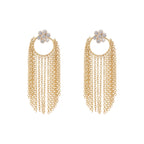 Nuyug 22K Gold Plated Crystal Studded Floral Stud Contemporary Dangler Earrings - Distacart