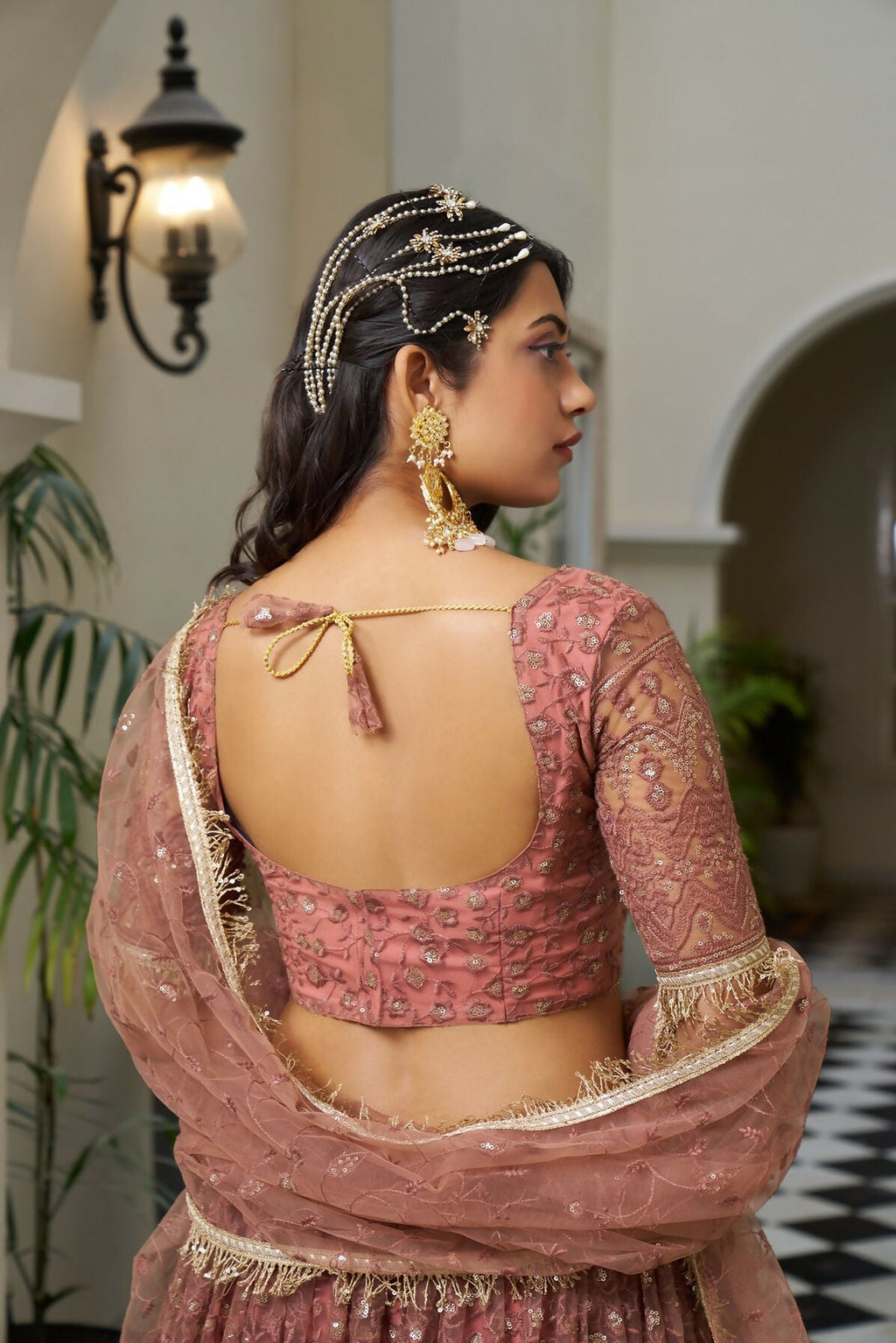 Eilara Glamorous Rust Butterfly Net With Tone To Tone Thread And Sequence Embroidered Work Lehenga Choli For Wedding