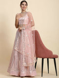 Jyoti Fashion Premium Pink Faux Georgette 3MM & 7MM Sequins Embroidery Lehenga Choli with Dupatta