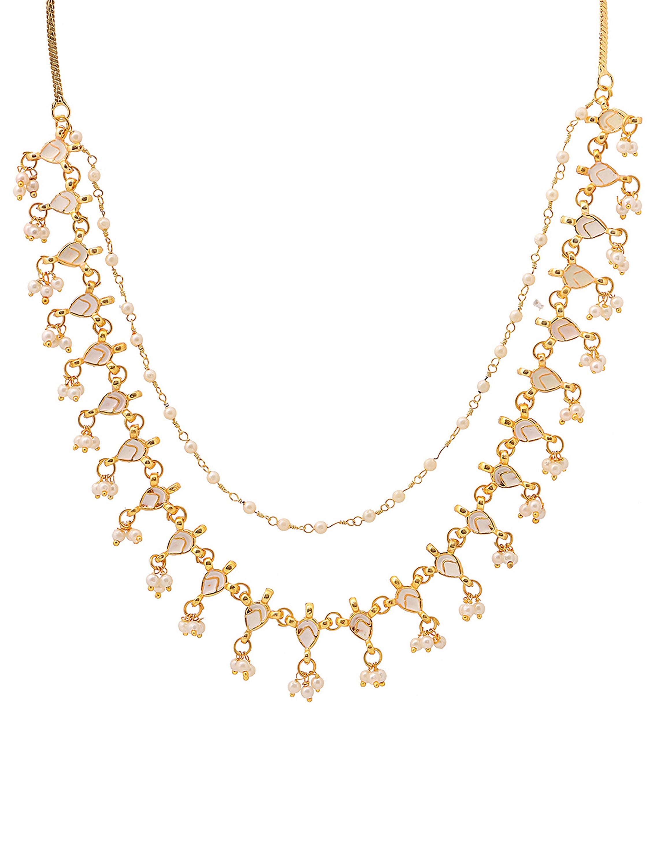 Ruby Raang Gold Kundan and Pearl Necklace