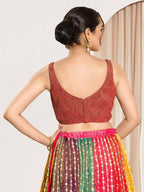 Joban Fashion Rust Tissue Padded Blouse With Sweetheart Neck Sleeveless - Distacart