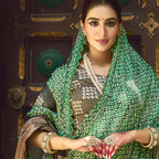 Green Gajji Silk Pure Handwork Saree With Unstitched Blouse - Norita Gajri