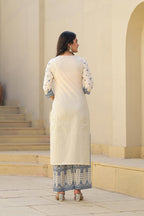 Juniper Ivory & Indigo Serenity Block Print Cotton Suit Set - Distacart
