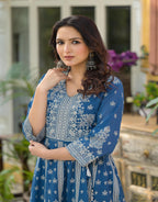 Juniper Indigo Ethnic Motif Printed Cotton Long Dress - Distacart