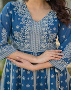 Juniper Indigo Ethnic Motif Printed Cotton Long Dress - Distacart