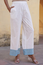 Juniper White Floral Printed Cotton Kurta Pant And Dupatta Set With Sequins & Beads - Distacart