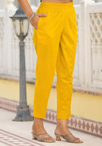 Juniper Mustard Ethnic Motif Printed Cotton A-Line Kurta Pant And Dupatta Set With Sequins - Distacart