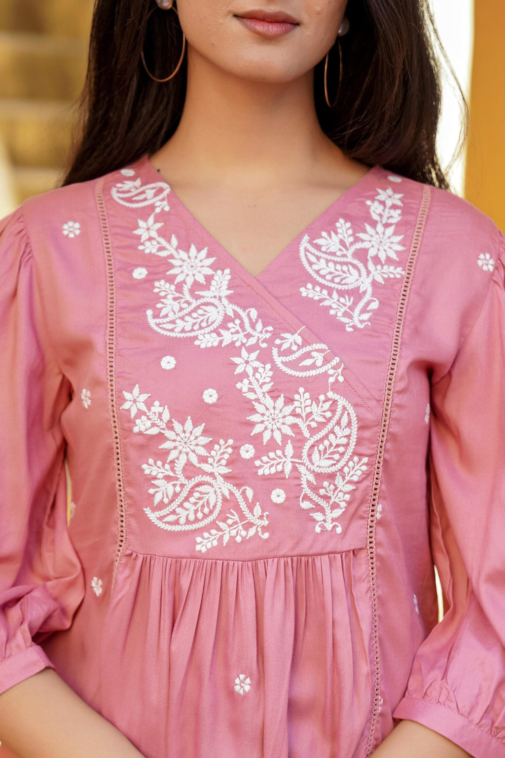 Juniper Onion Pink Embroidered Cotton Tunic