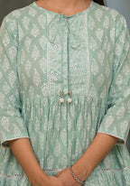 Juniper Mint Mist Ikat Tunic With Lace Detailing