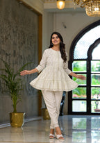Juniper White Ethnic Motif Printed Cotton Tunic