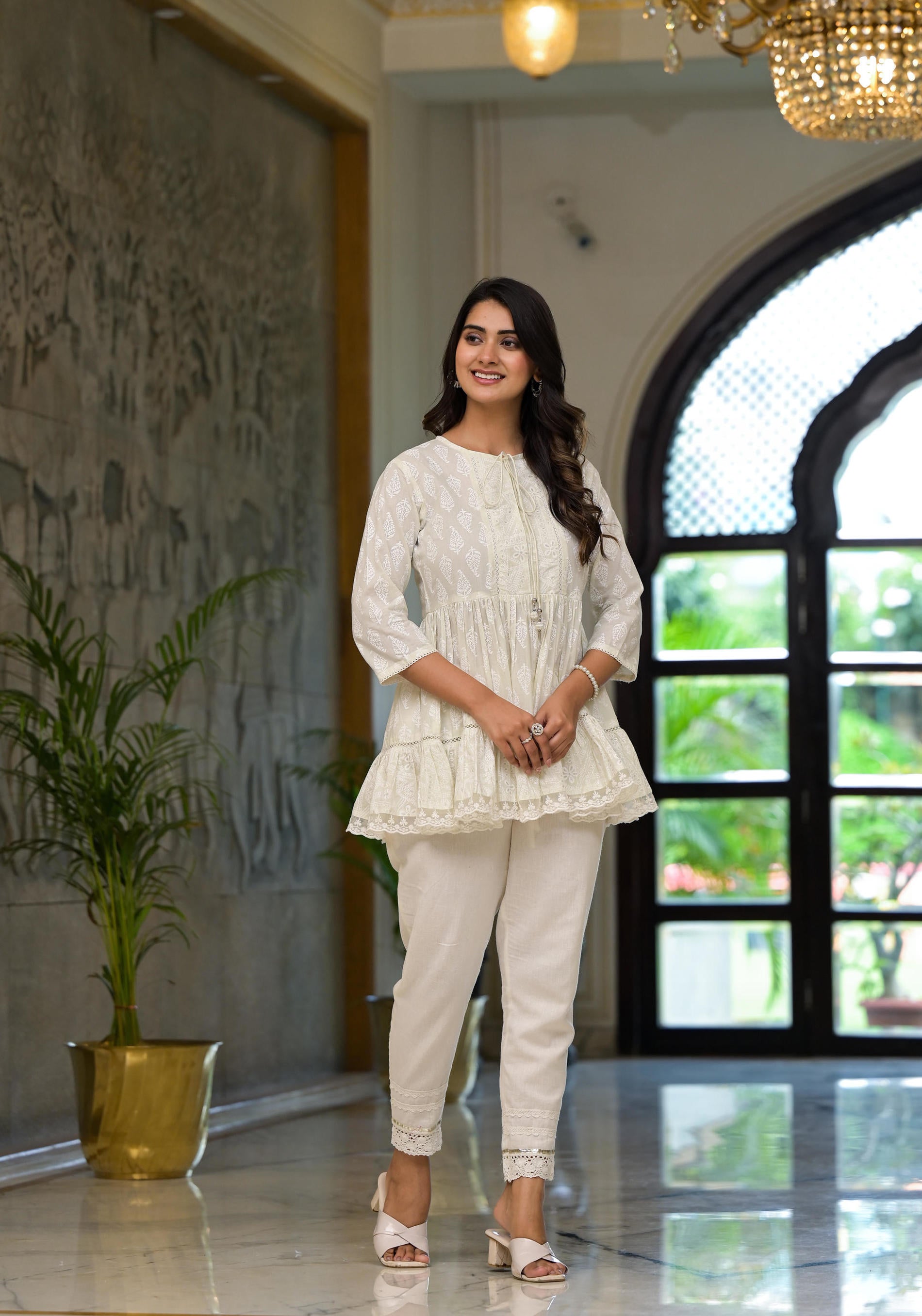 Juniper White Ethnic Motif Printed Cotton Tunic