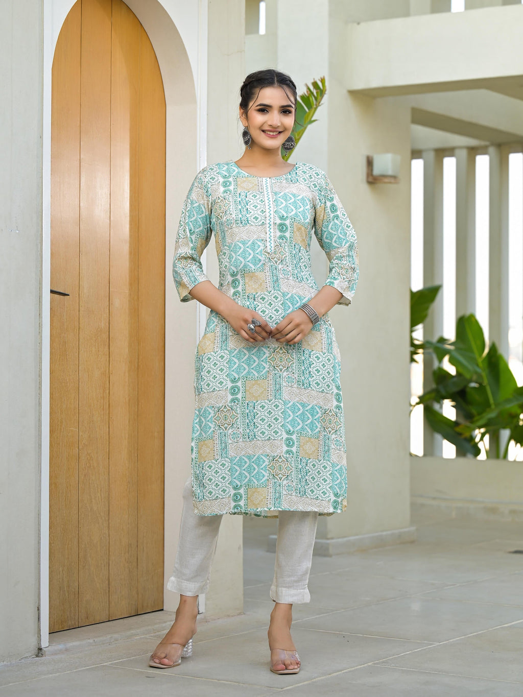 Juniper Mint Green Straight Kurta - Distacart