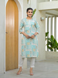 Juniper Mint Green Straight Kurta - Distacart