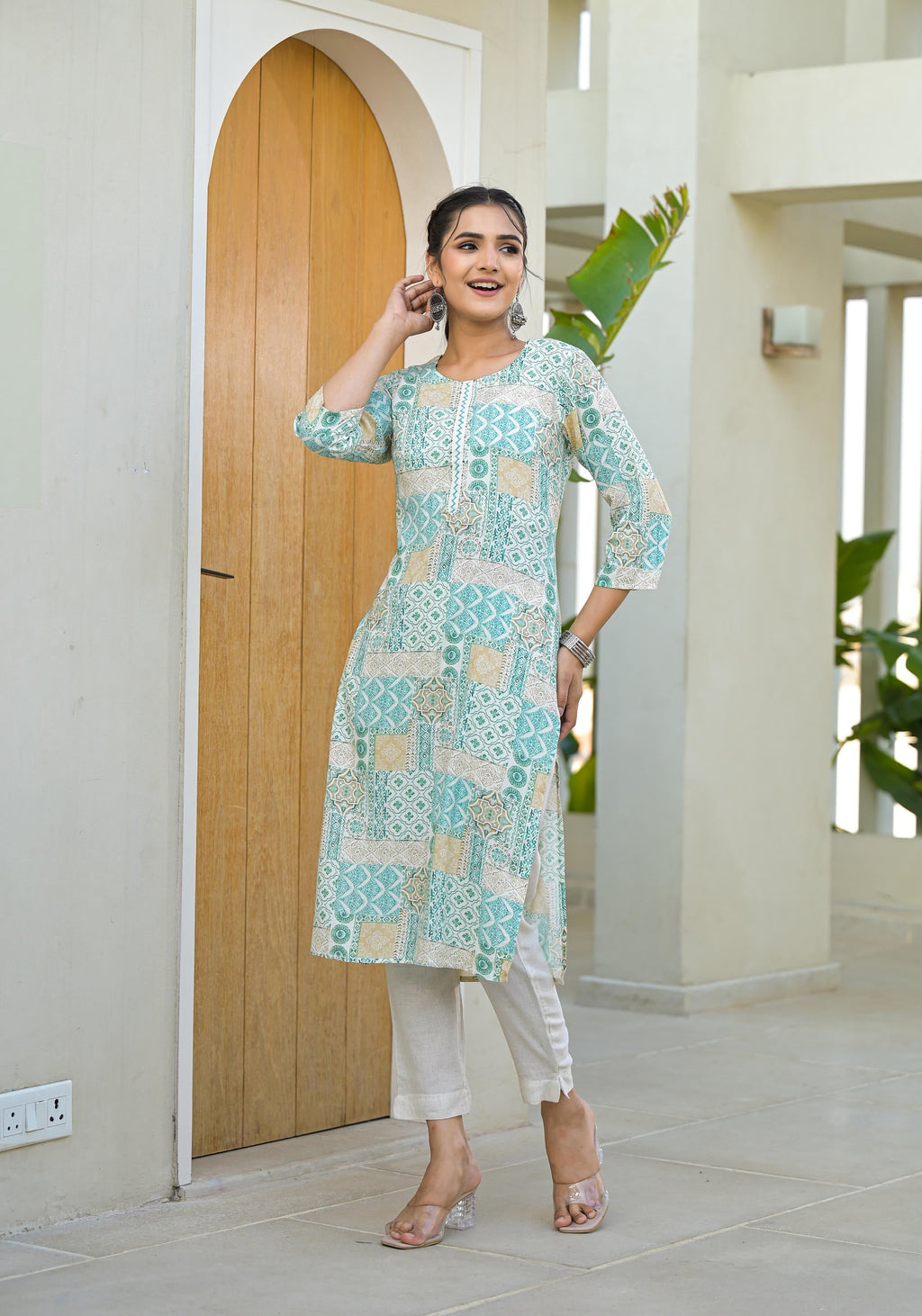 Juniper Mint Green Straight Kurta - Distacart