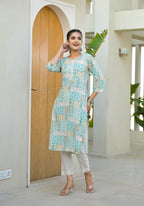 Juniper Mint Green Straight Kurta - Distacart