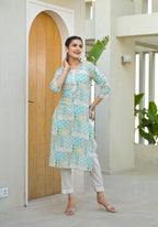 Juniper Mint Green Straight Kurta - Distacart