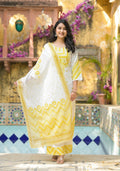 Juniper Mustard Ethnic Motif Printed Viscose Kurta Pant And Dupatta Set With Sequins & Beads - Distacart