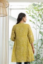 Juniper Lemon Ethnic Motif Printed Cotton Kurta With Button Closure - Distacart