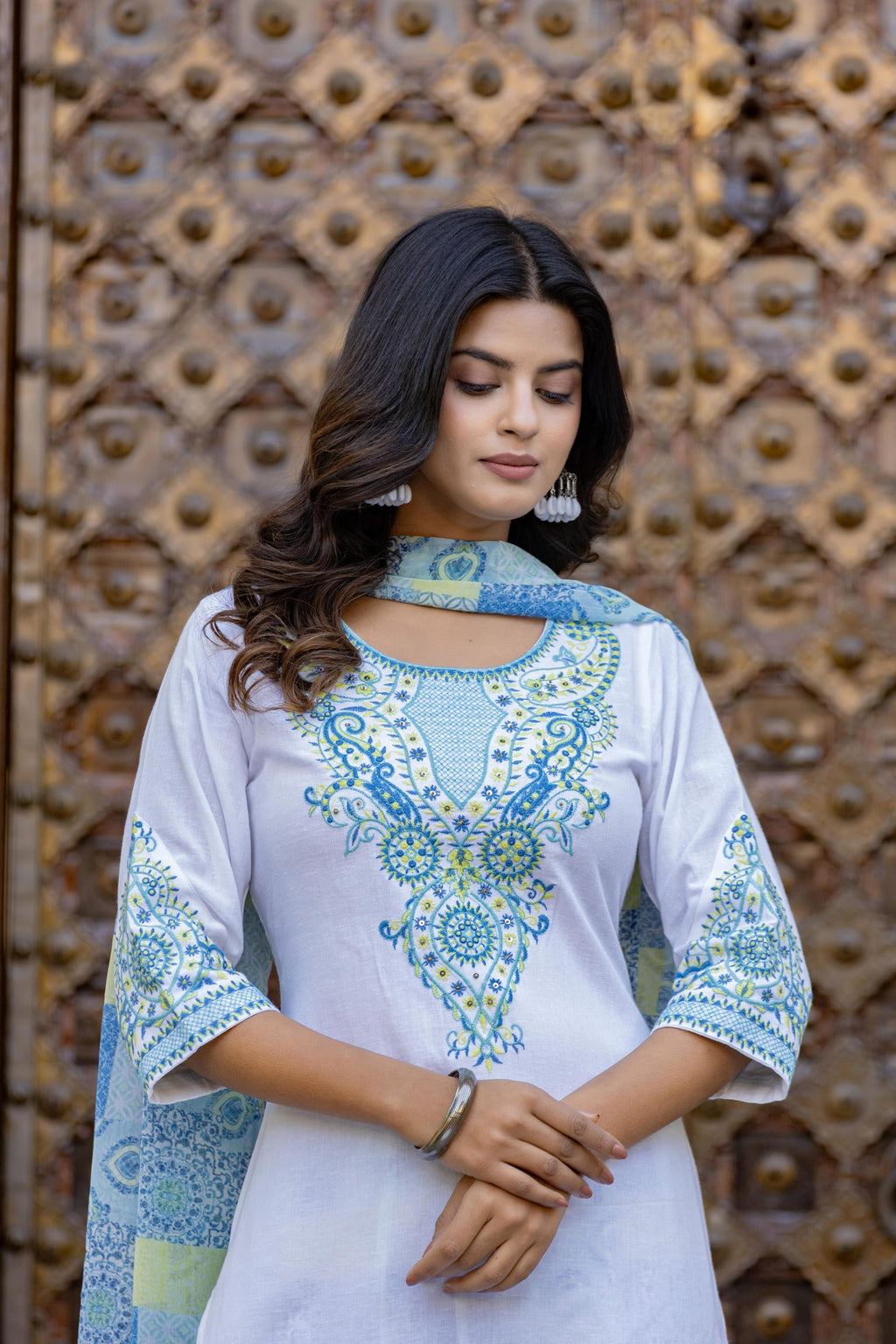 Juniper Blue Ethnic Printed Kurta Set with Dupatta - Distacart