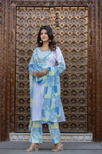 Juniper Blue Ethnic Printed Kurta Set with Dupatta - Distacart