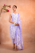 Juniper Lavender Whisper Floral Kurta Pant And Dupatta Set - Distacart