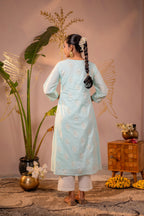 Juniper Ocean Aqua Embroidered Kurta - Distacart