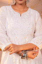 Juniper Cotton White Embroidered Kurta - Distacart