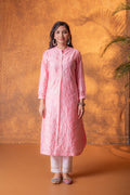 Juniper Gulnaar Peach Foil Print Kurta - Distacart