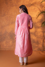 Juniper Gulnaar Peach Foil Print Kurta - Distacart
