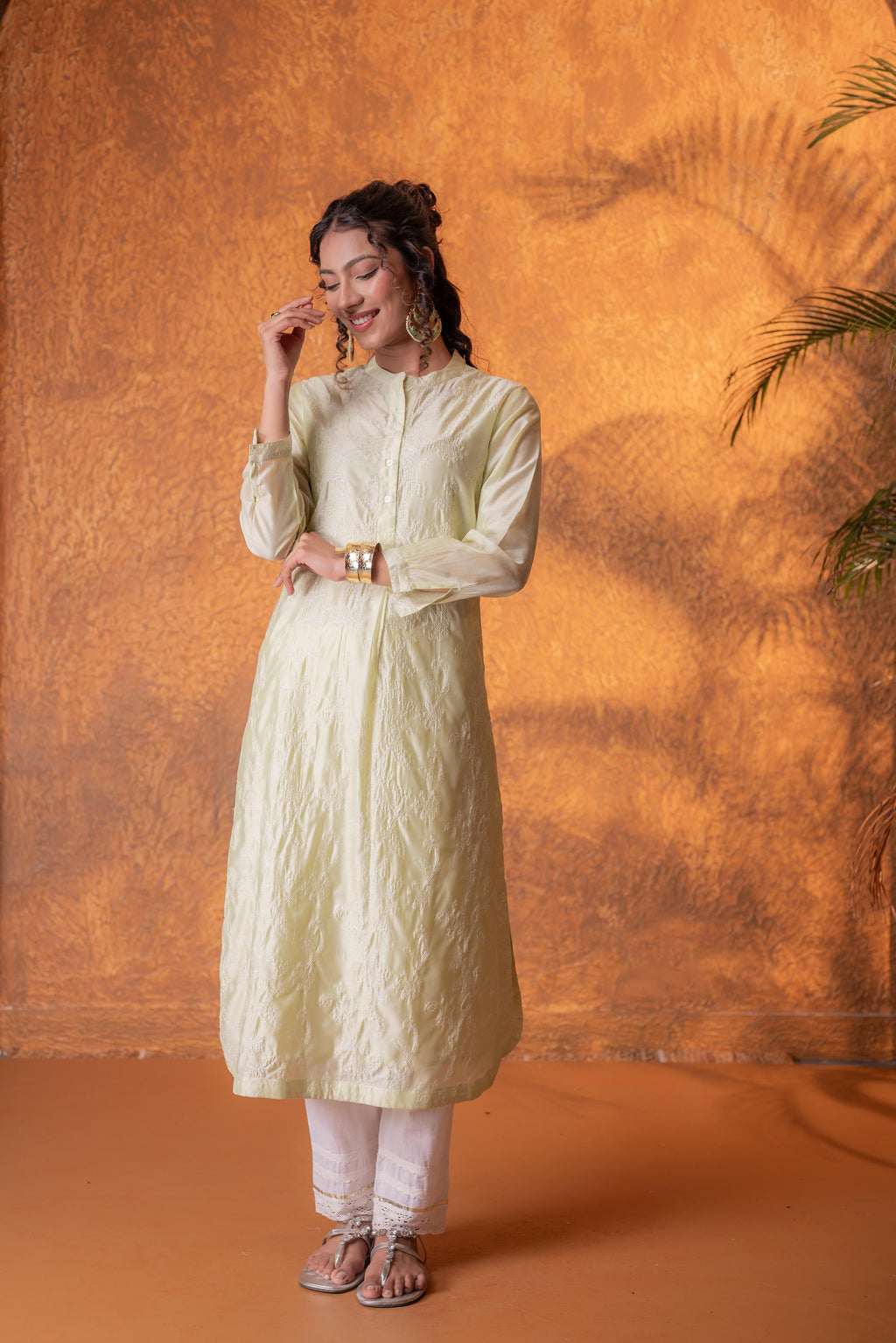 Juniper Pistachio SageGreen Foil Print Kurta - Distacart