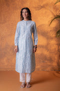 Juniper Neelara Powder Blue Foil Print Kurta - Distacart