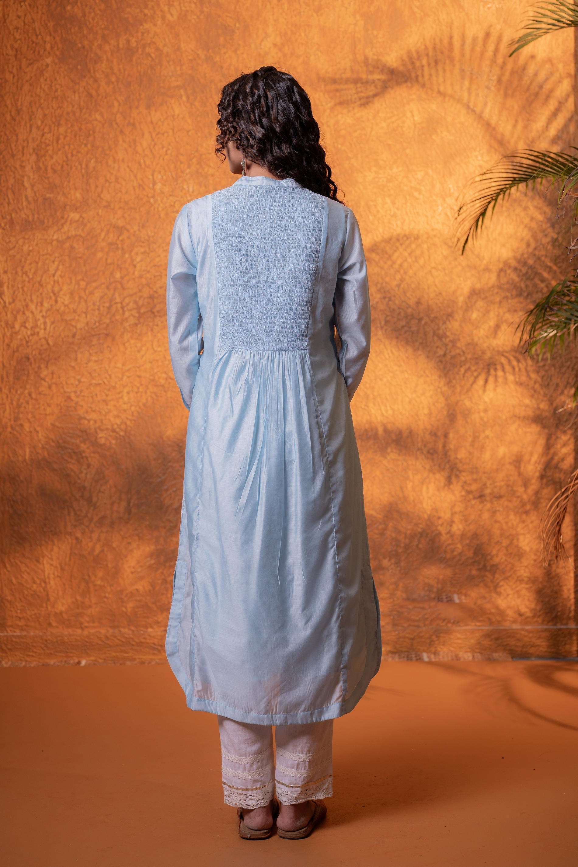 Juniper Neelara Powder Blue Foil Print Kurta - Distacart