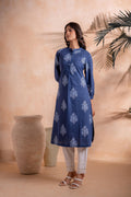 Juniper Indigo Stripe Motif Heritage Kurta - Distacart