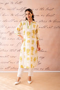 Juniper Off-White Palm Motif Kurta - Distacart