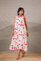 Juniper Gulbahar Off-White Floral Flared Kurta - Distacart