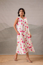 Juniper Gulbahar Off-White Floral Flared Kurta - Distacart
