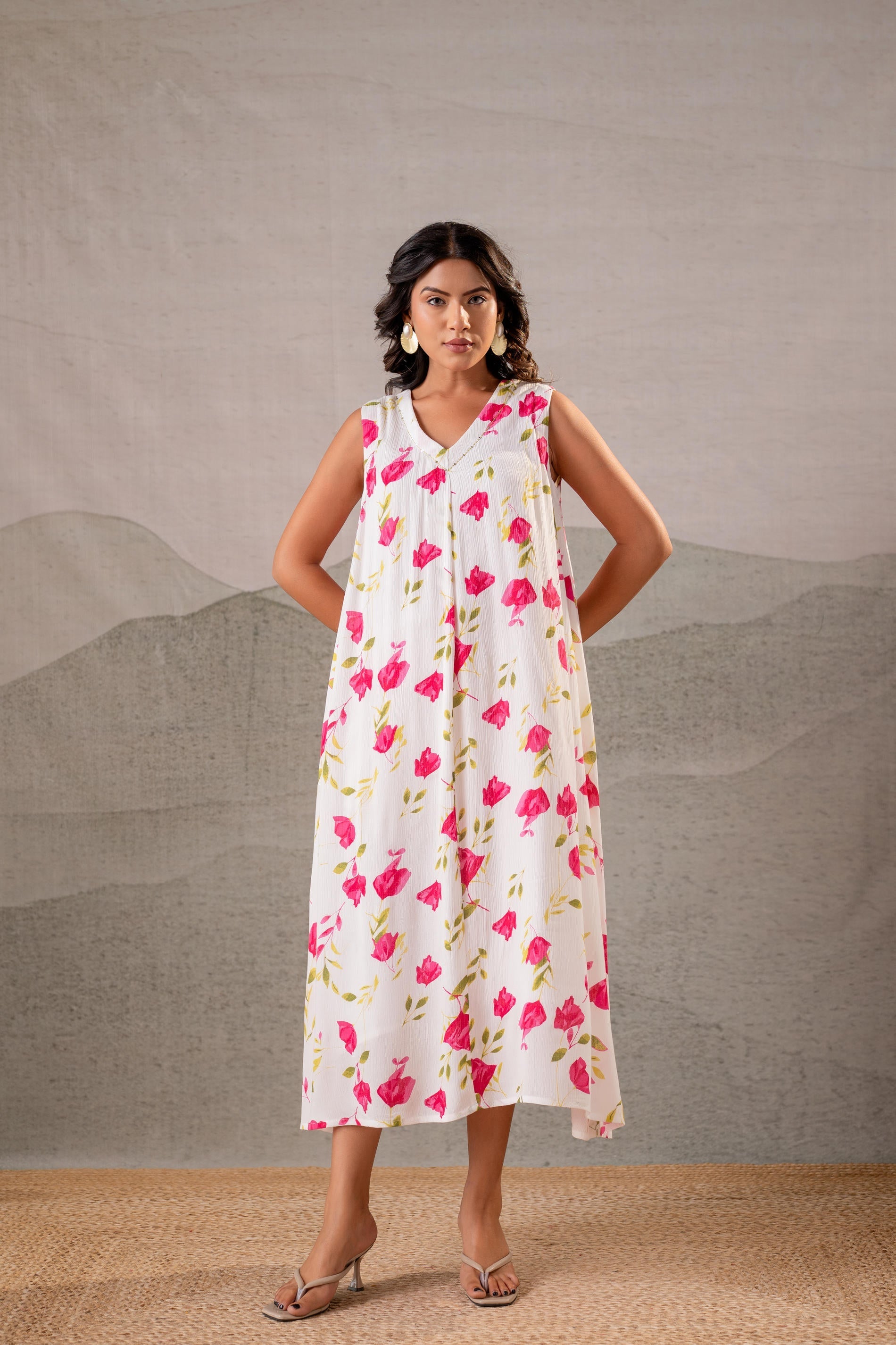 Juniper Gulbahar Off-White Floral Flared Kurta - Distacart