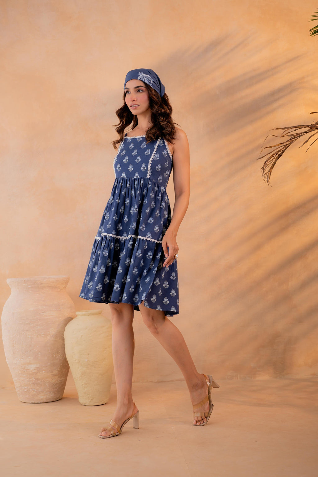 Juniper Neelika Indigo Tiered Mini Dress - Distacart
