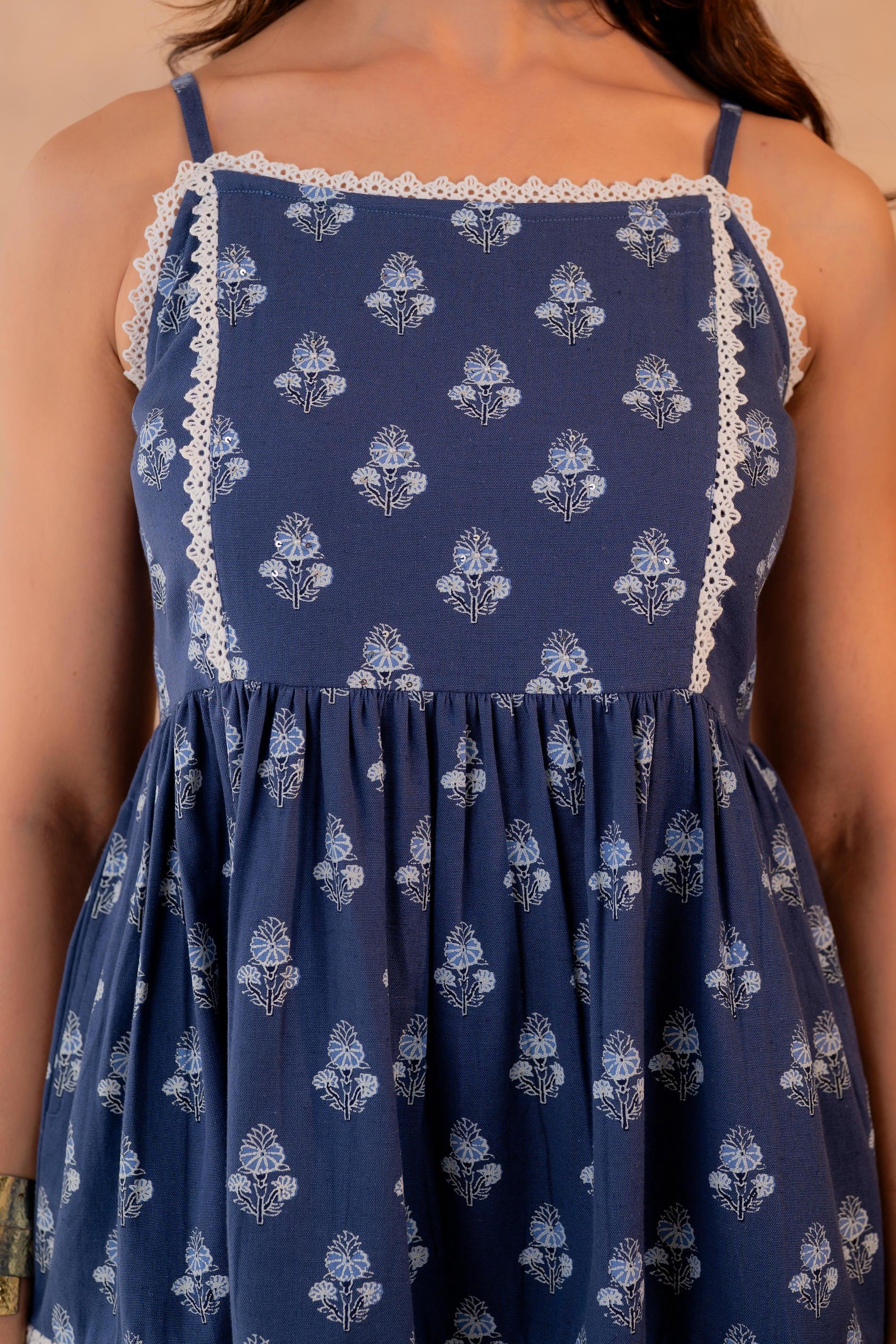 Juniper Neelika Indigo Tiered Mini Dress - Distacart