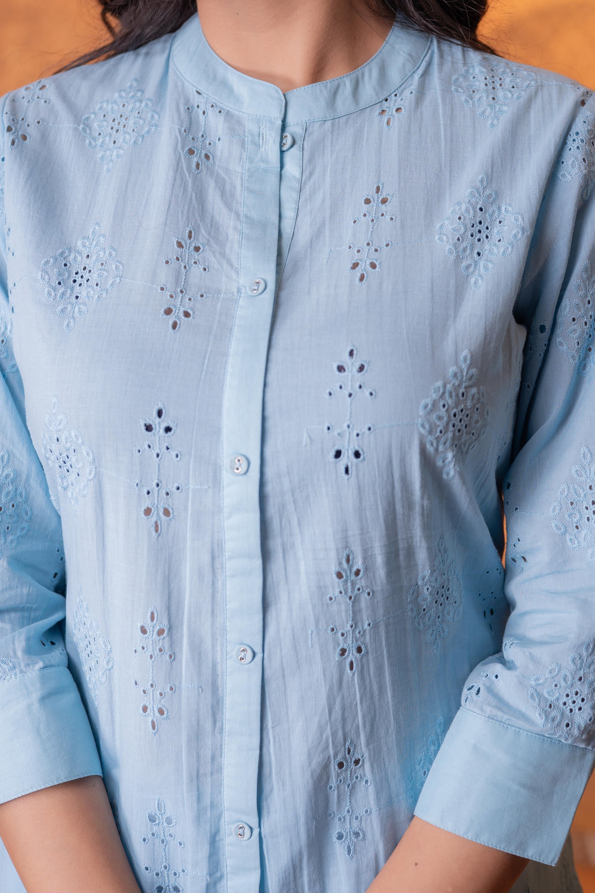 Juniper Sky blue Chikankari Kurta - Distacart