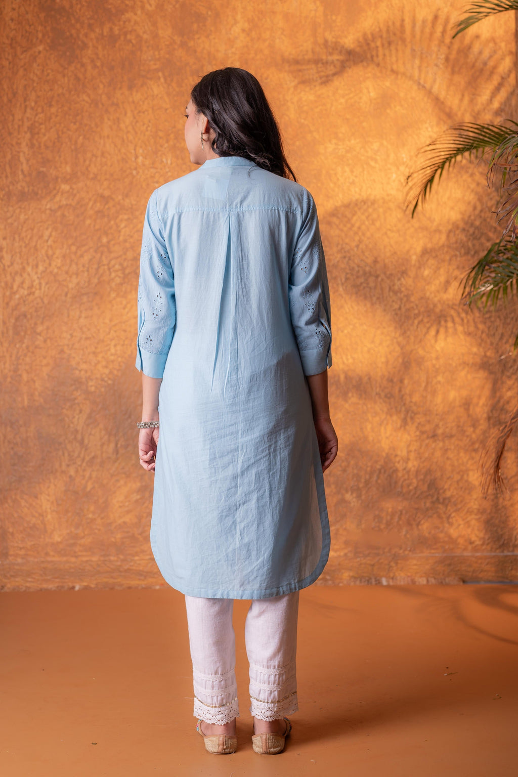 Juniper Sky blue Chikankari Kurta - Distacart