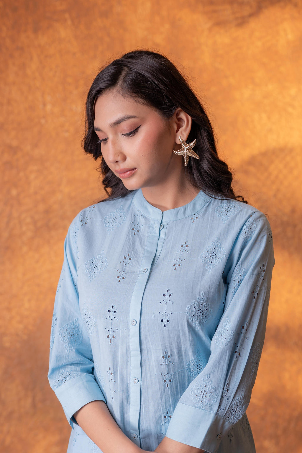 Juniper Sky blue Chikankari Kurta - Distacart