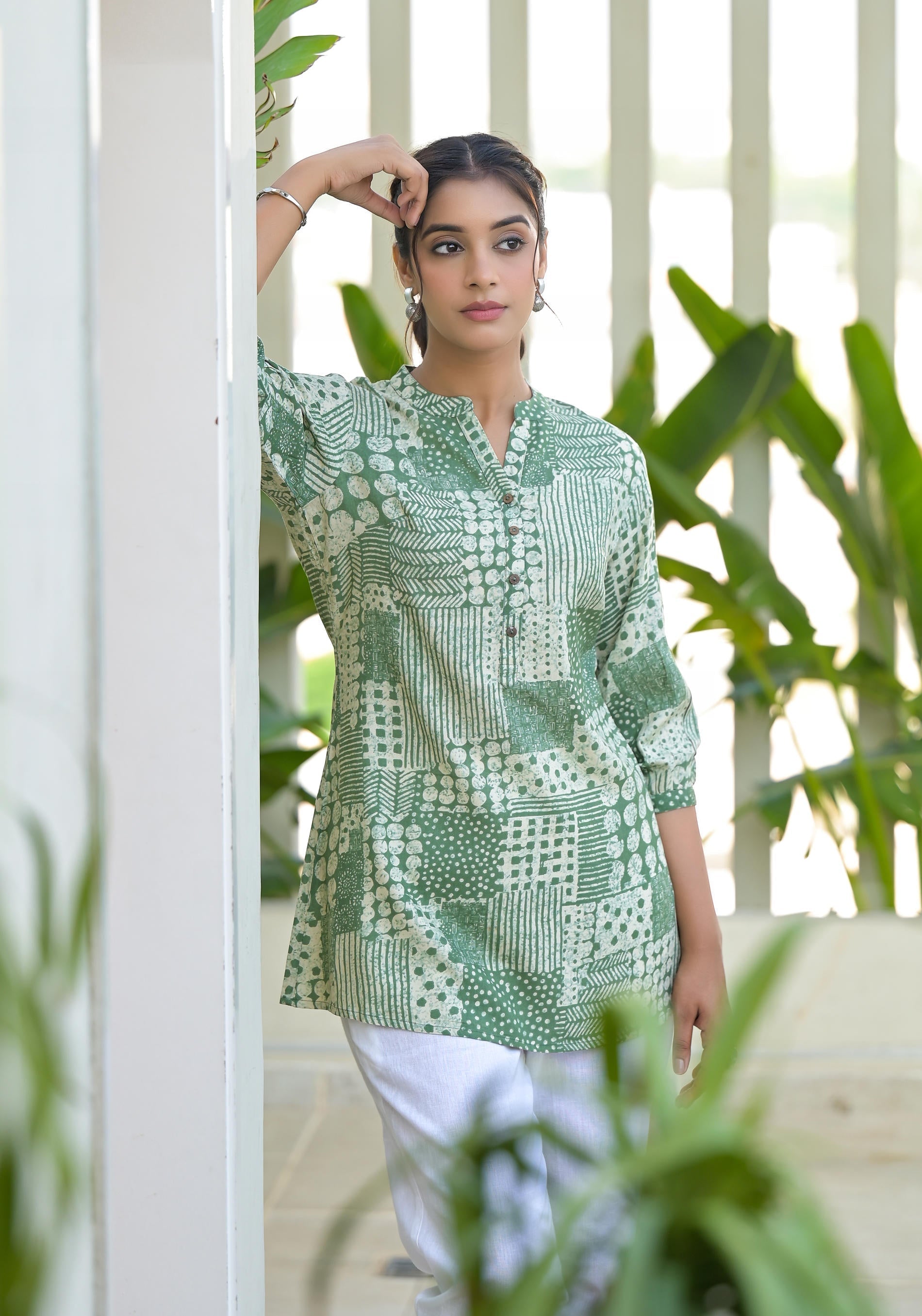 Juniper Mint Mosaic Printed Cotton Tunic