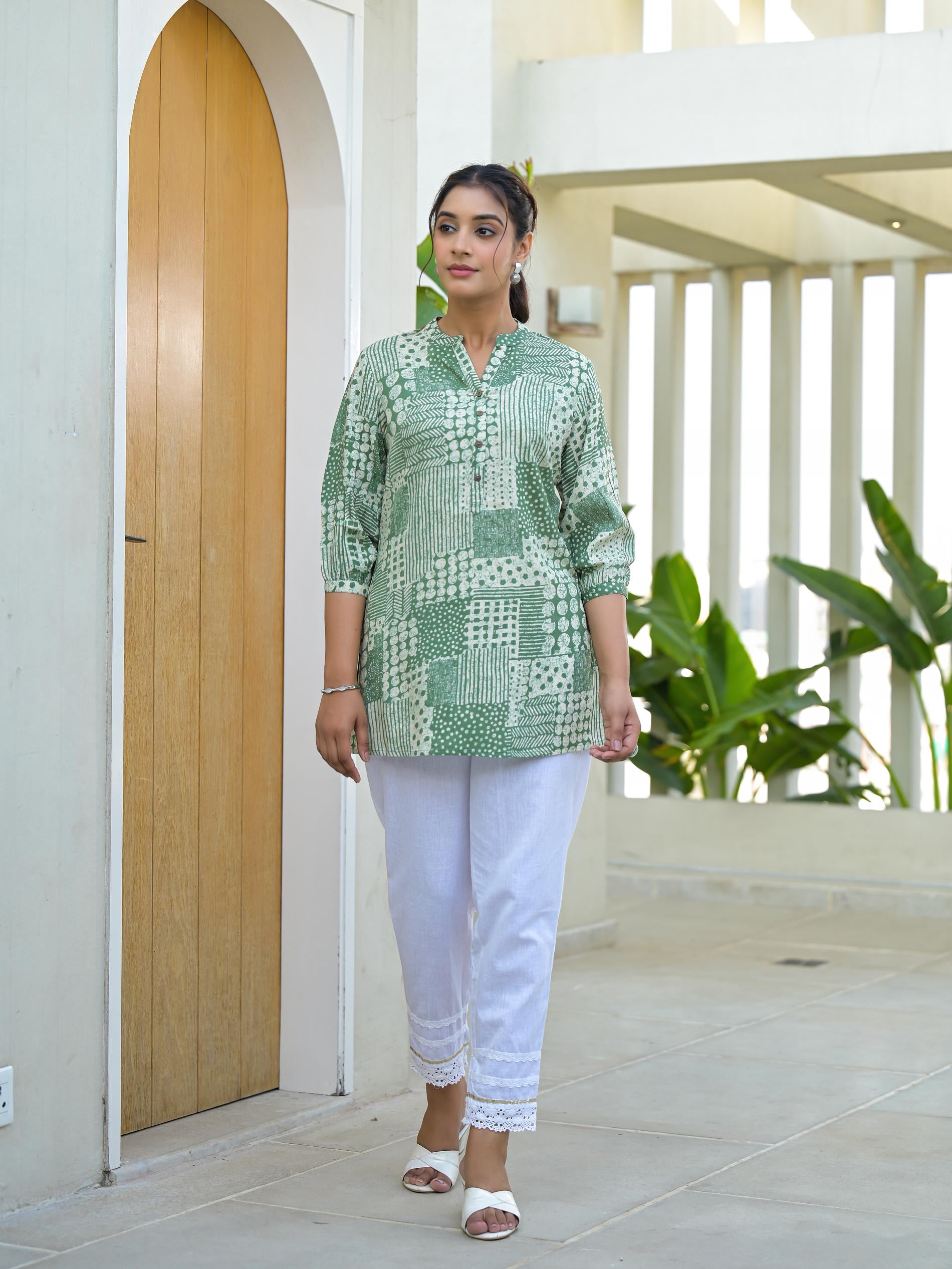 Juniper Mint Mosaic Printed Cotton Tunic